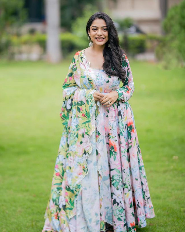 Adorable Pics Of Varsha Bollamma In Colorful Dress